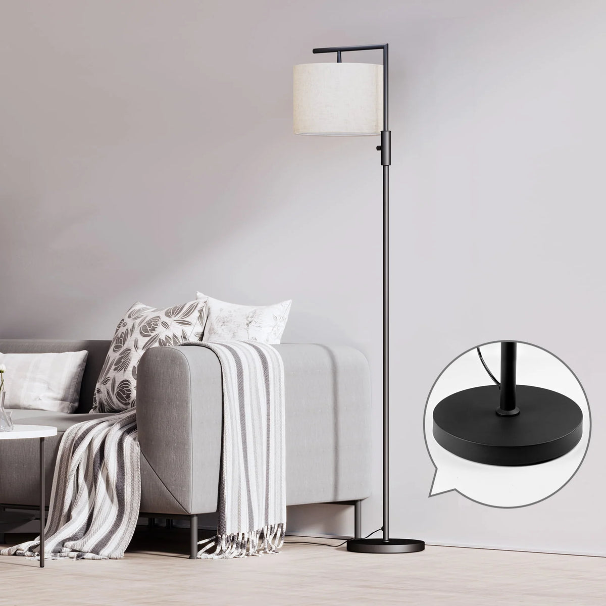 SUNMORY Black Modern Arc Floor Lamp for Living Room, Bedroom and Office