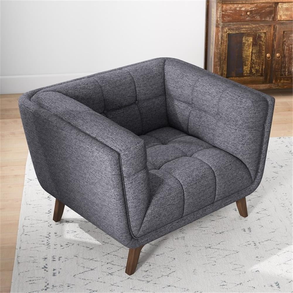 Allen Mid-Century Modern Velvet Upholstered Armchair in Blue