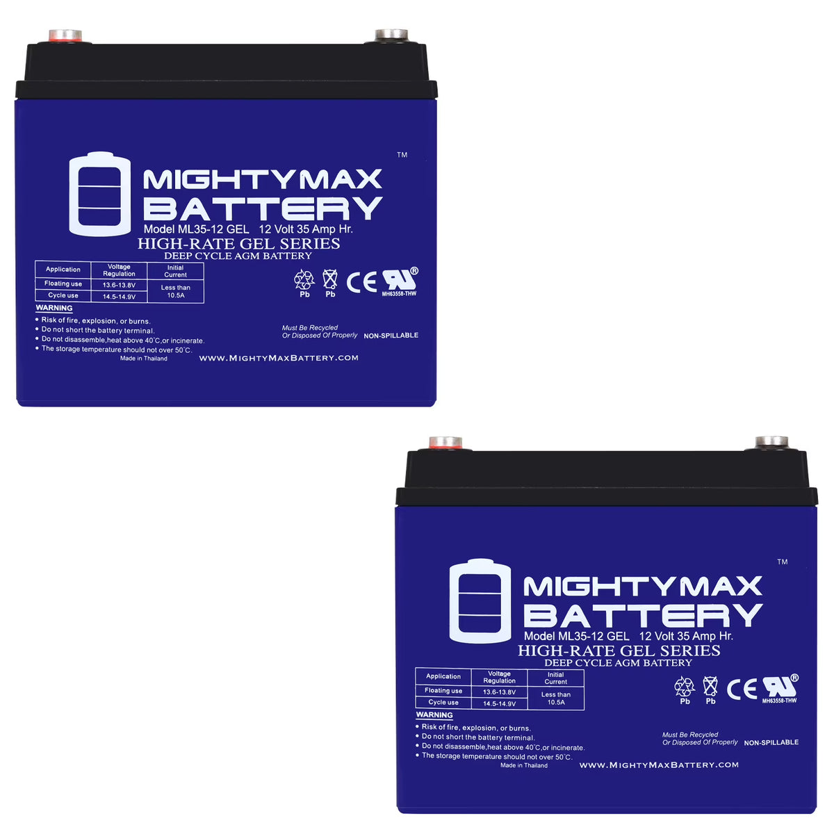 12V 35AH GEL Battery for Pride Mobility SC64 Revo 4 Wheel - 2 Pack