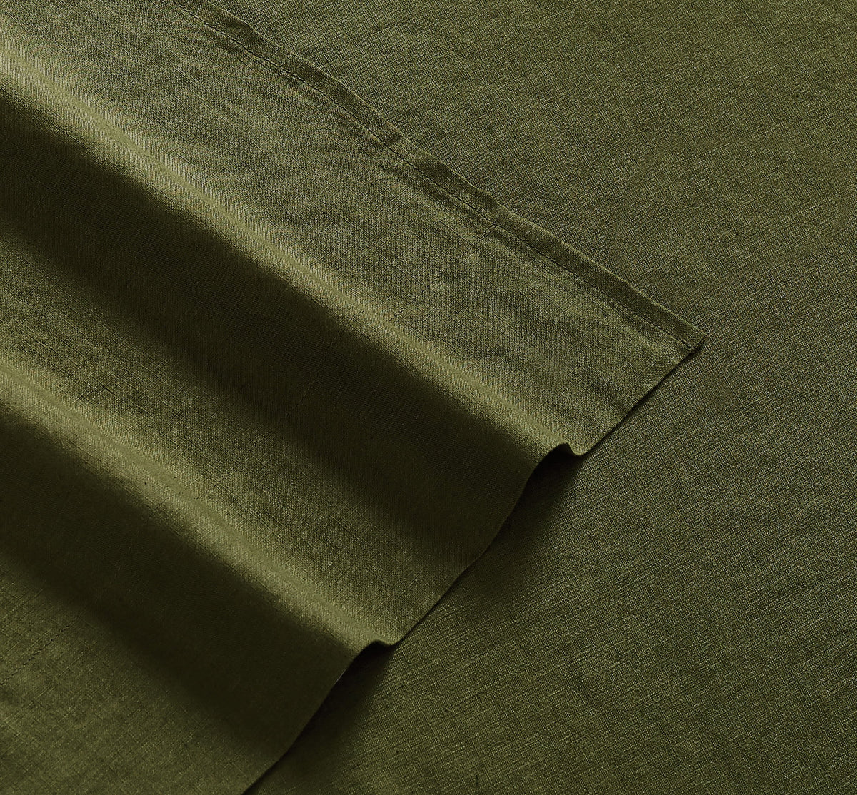 Brooklyn Loom Flax Linen 100% Linen Deep Pocket Olive Green 4-Piece Queen, All Season, Adult Size, OEKO-TEX Certified