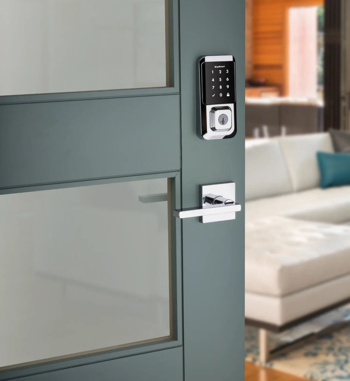 Kwikset Halo Touchscreen Wi-Fi Smart Deadbolt Hardware Lock with Smartkey Satin Nickel
