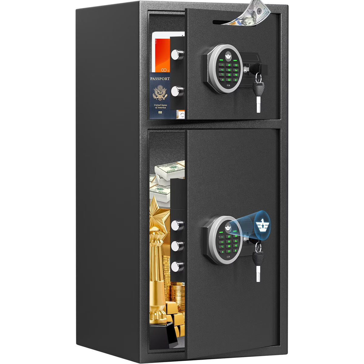 Silkight 6.5 Cu ft Home Safe Box - Fireproof  Depository Drop Safe with Backlit Keypad&Alarm System for Business Home