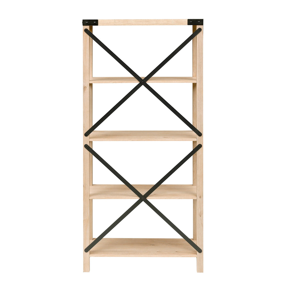 Walker Edison Rustic Industrial 4-Shelf Bookcase, Dark Walnut