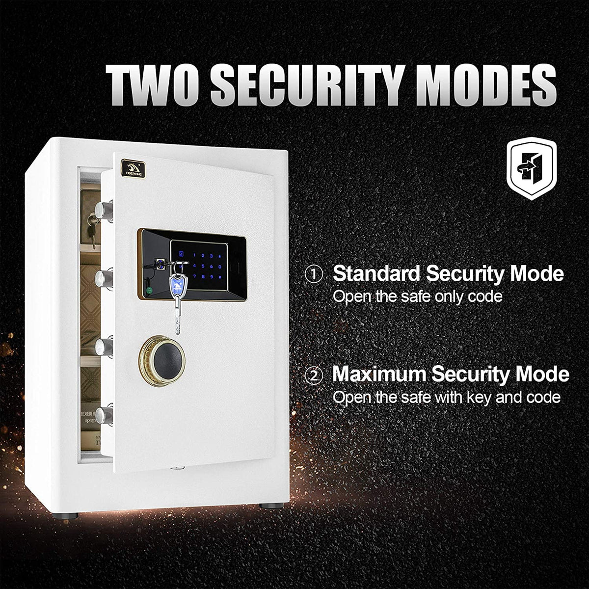 TigerKing Durable Security Home Safe with Electronic Lock, White