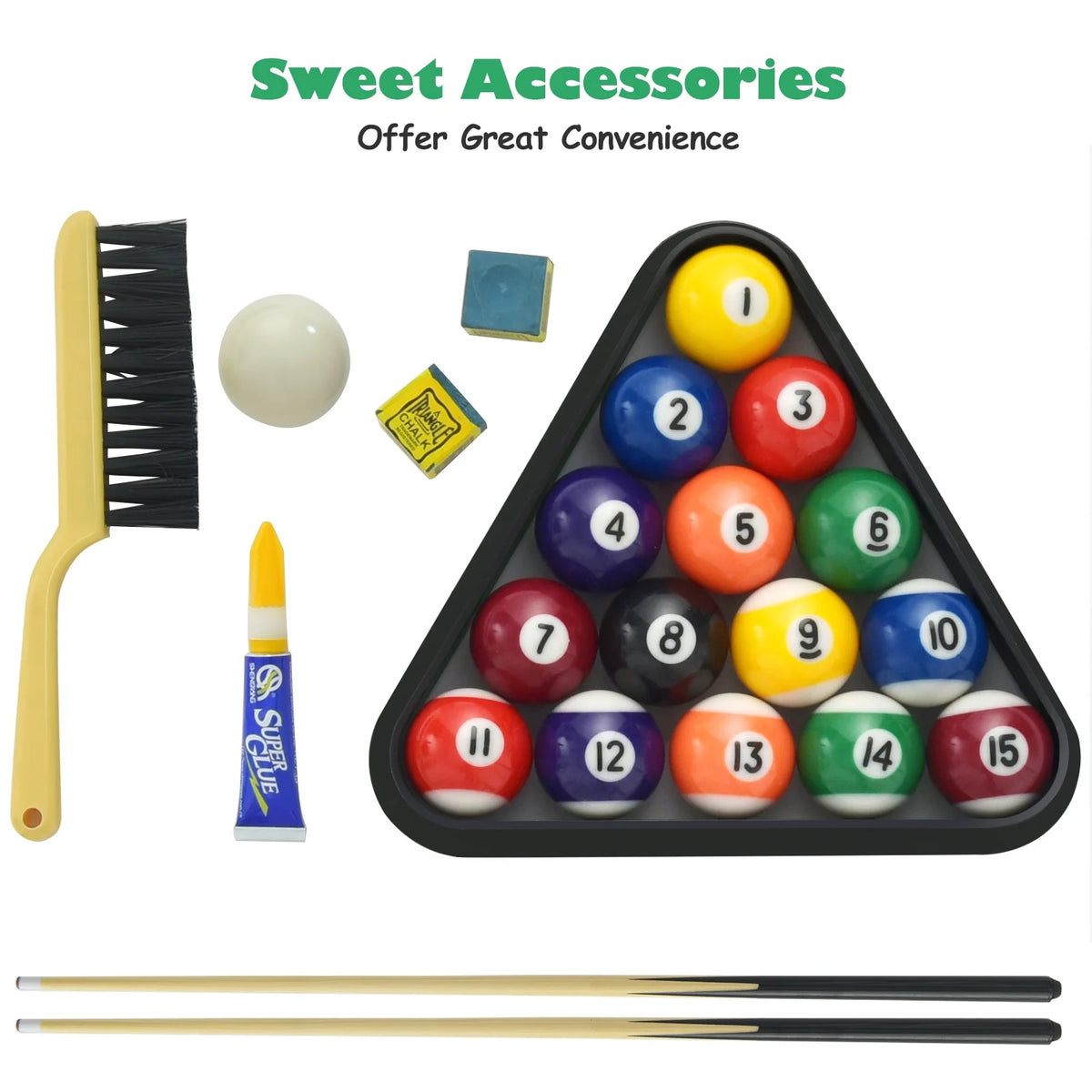 Topbuy 47'' Pool Table Set for Kids Foldable Billiard Table for Home and School Green