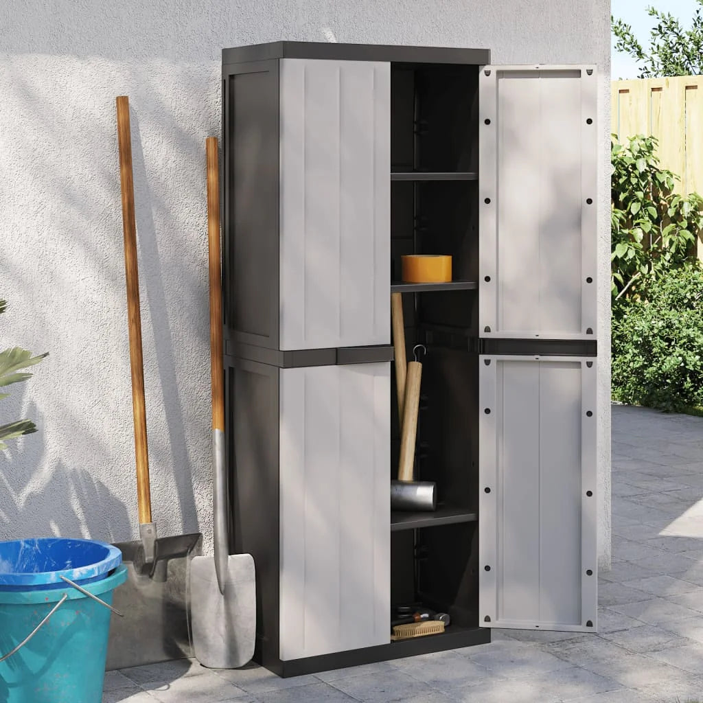 vidaXL Outdoor Storage Cabinet Black 25.6"x14.6"x33.5" PP