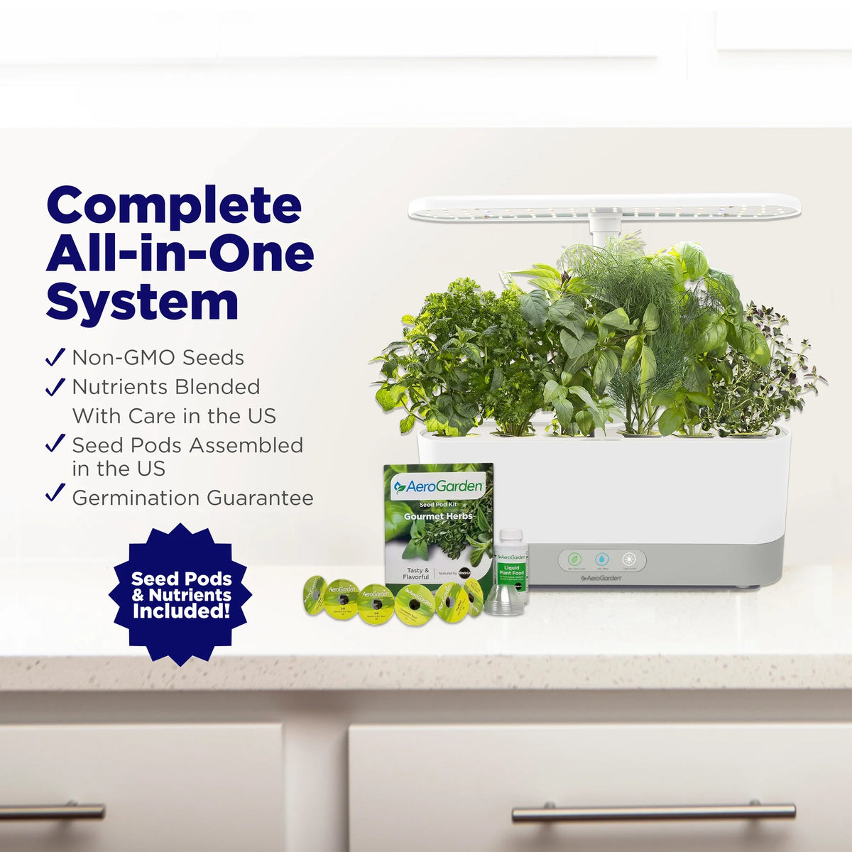 AeroGarden Harvest Slim with Gourmet Herb Seed Pod Kit, Black