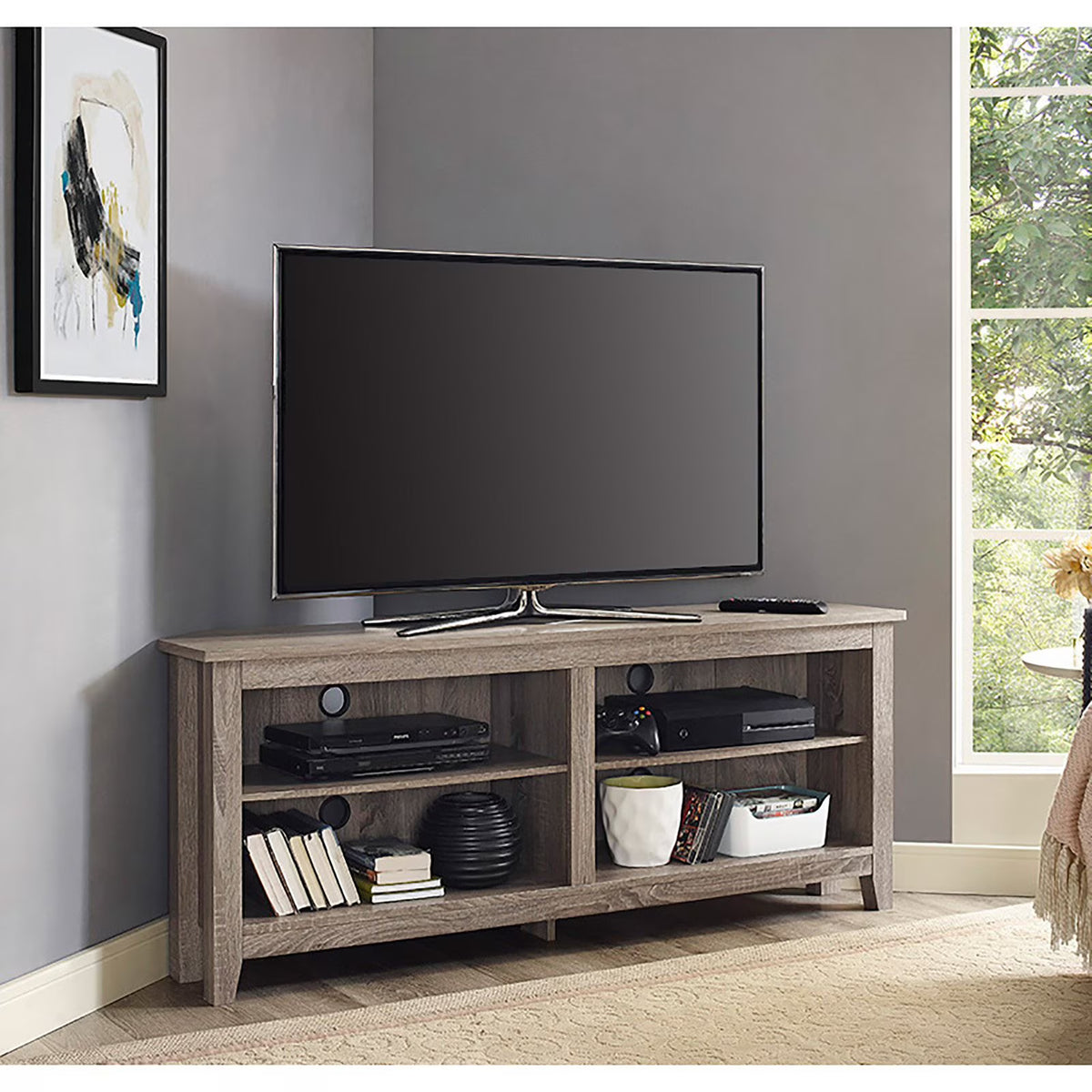 Walker Edison Corner TV Stand Console for TVs up to 64" - Black
