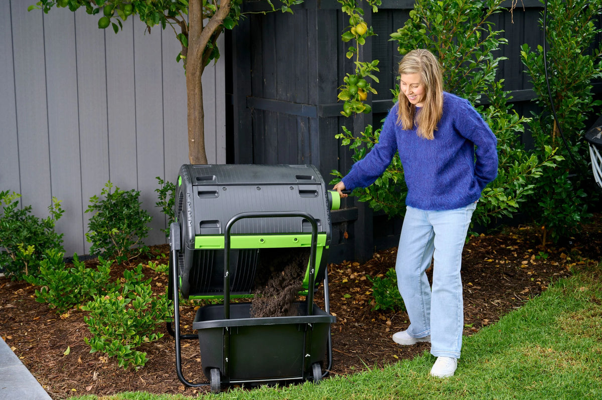 Maze RSI- 48 Gallon Geared Two Compartment Compost Tumbler and Cart