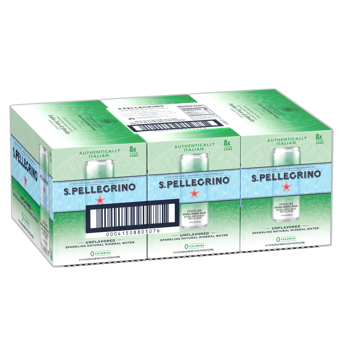 San Pellegrino Sparkling Natural Mineral Water, Unflavored, 11.15 fl oz, 24-count