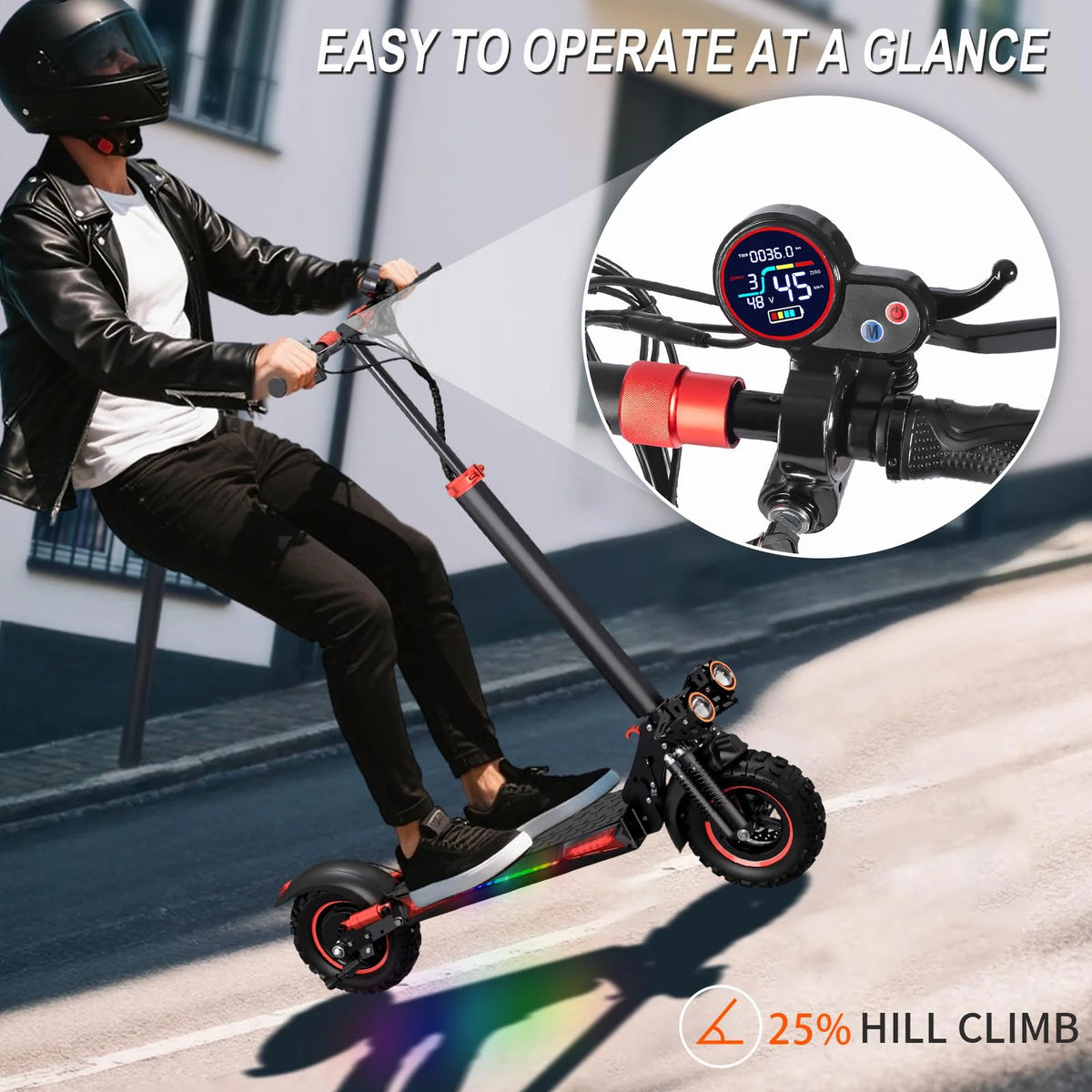 MIWEN 11'' Offroad Electric Scooter for Adult with Seat��1200W Motor up to 34MPH,30-34Miles Long Range Fast Electricscooter��48V 21Ah Foldable Escooter