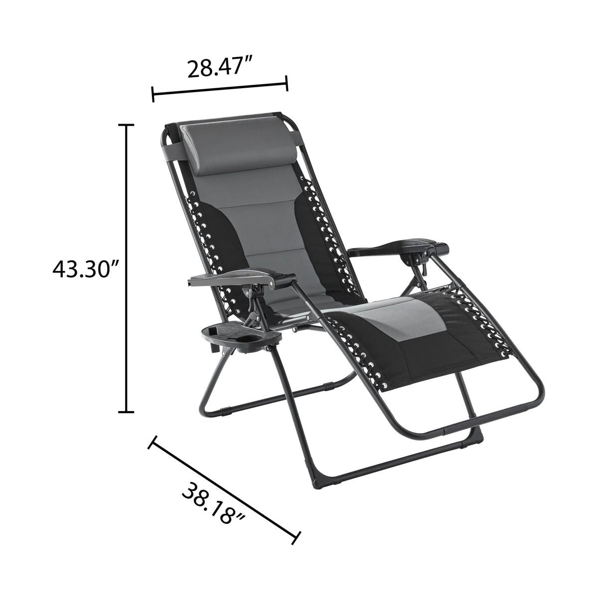 Mainstays Outdoors Oversized Zero Gravity Chair Bungee Sling Lounger, Gray and Black