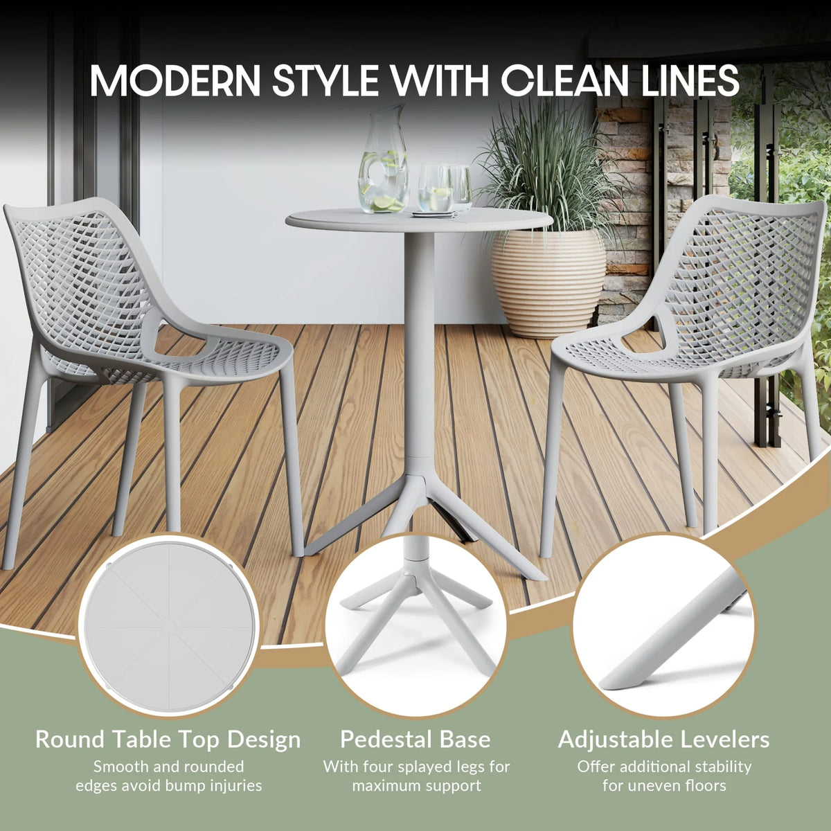 WestinTrends Playa 3-Piece Outdoor Resin Patio Bistro Set with Stackable Patio Dining Chairs, Black