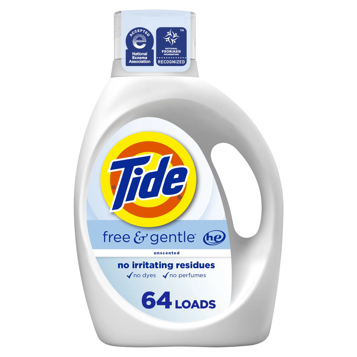 (4 pack) Tide Free & Gentle Laundry Detergent Liquid, 84 fl oz, 64 loads