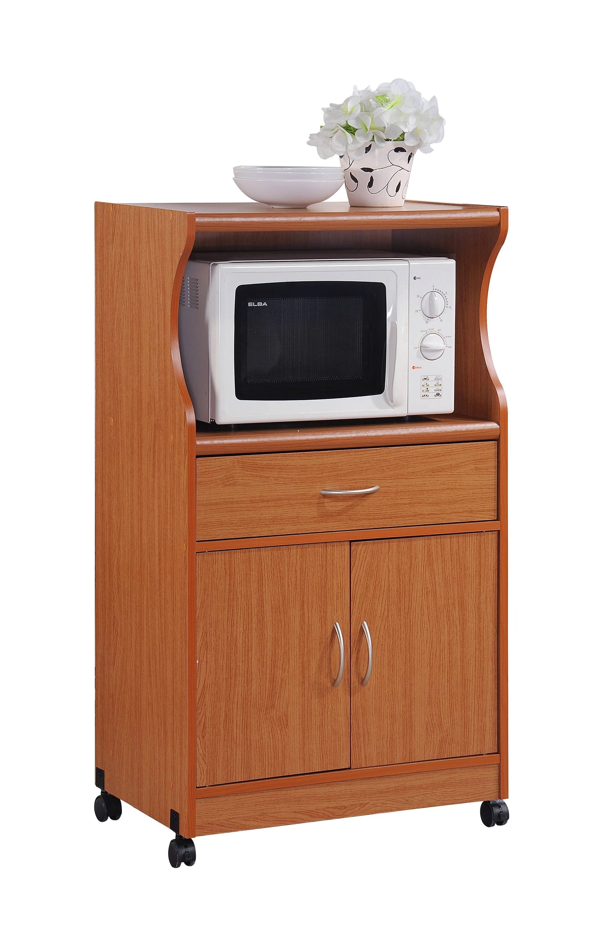 Hodedah Microwave Kitchen Cart, White