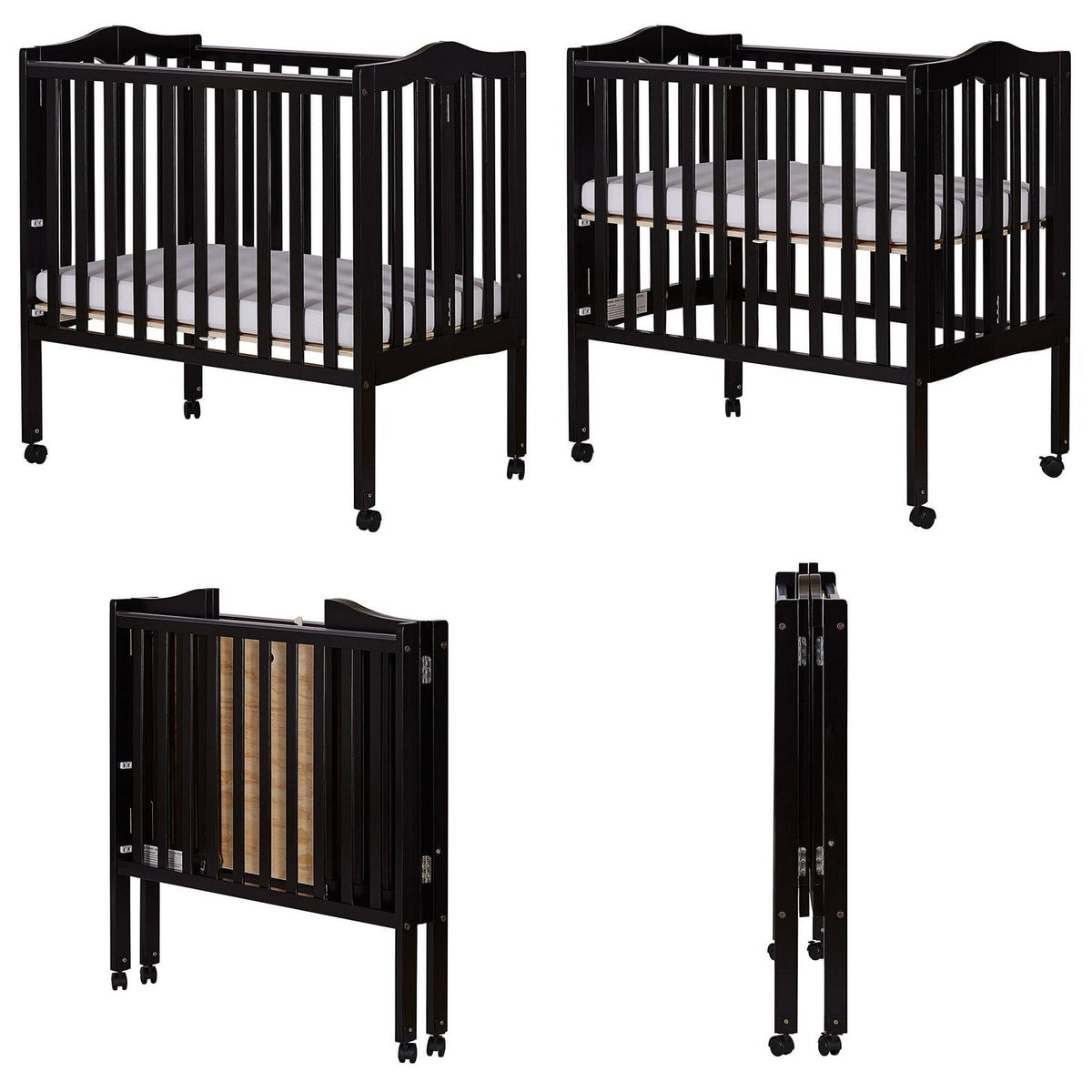 Dream On Me 2-in-1 Lightweight Folding Portable Crib. Black