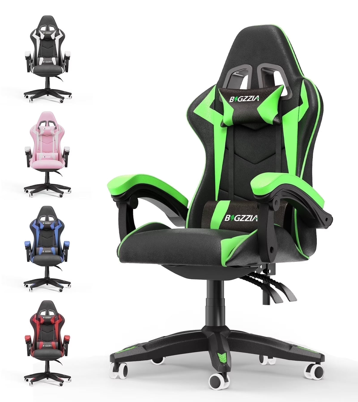 Bigzzia Gaming Chair with Footrest, Gaming Chair for Adult with Headrest and Lumbar Support,Red