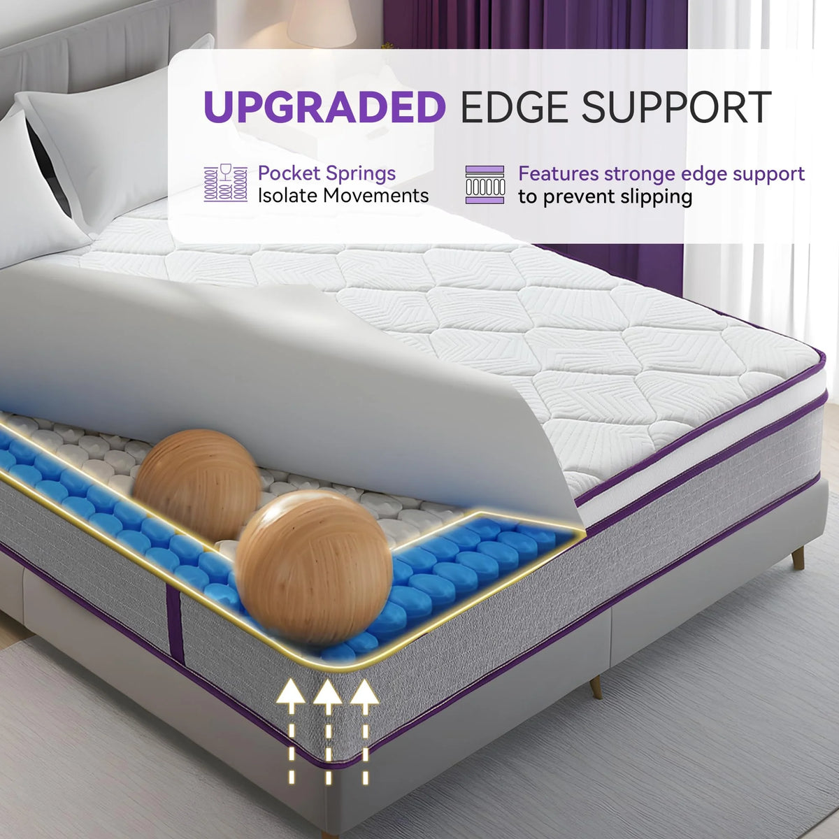 Mattress Twin, 12 Inch Medium Firm Twin Size Mattress in a Box, Hybrid Mattresses with Gel Memory Foam and Pocket Springs for Motion Isolation & Pressure Relief, Strong Edge Support