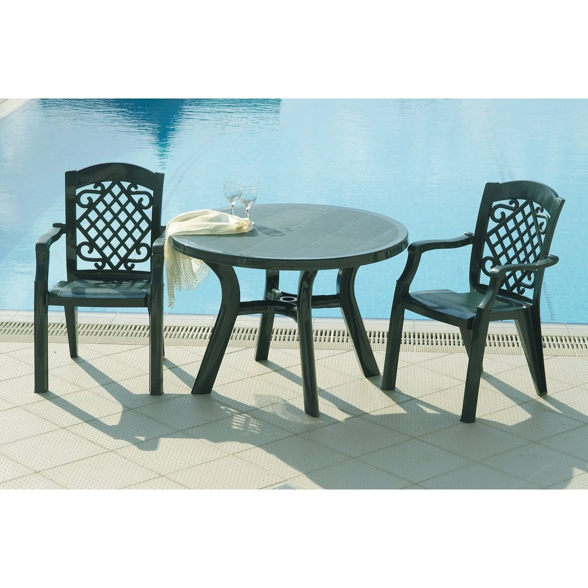 Compamia Truva Transitional Plastic 42" Round Resin Patio Dining Table in White