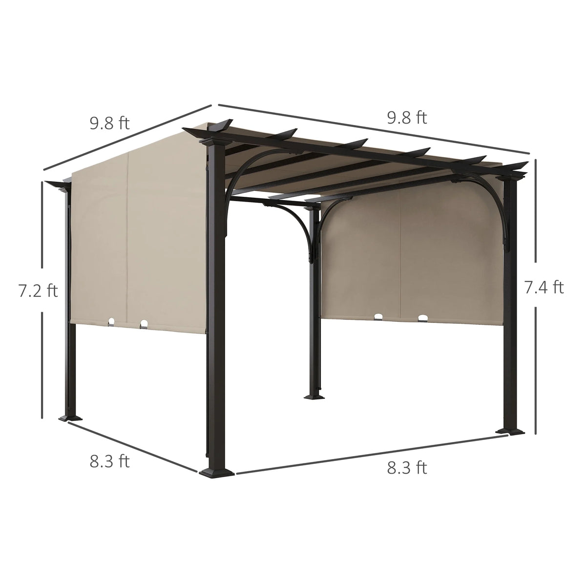 Outsunny 10' x 10' Steel Patio Pergola with Canopy Beige