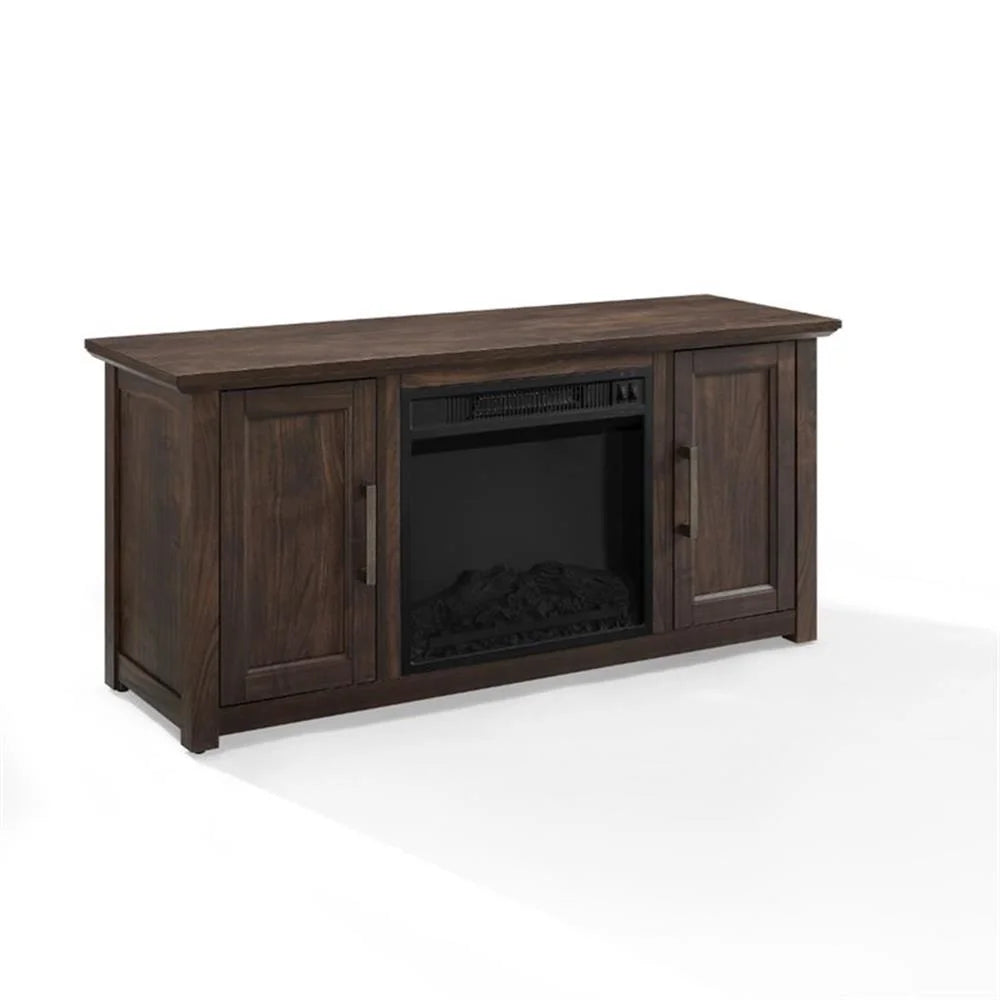 Crosley Furniture Camden 48" Low Profile Tv Stand W/Fireplace Dark Walnut