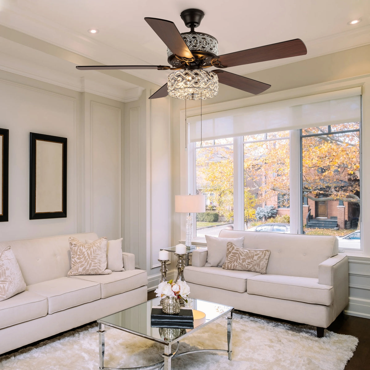 River of Goods 52" 5 Blade Luxe Enlaced Crystal LED Ceiling Fan with Light