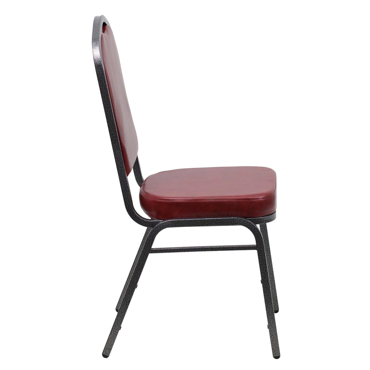 Emma + Oliver 4 Pack Crown Back Stacking Banquet Chair in Navy Vinyl - Silver Vein Frame