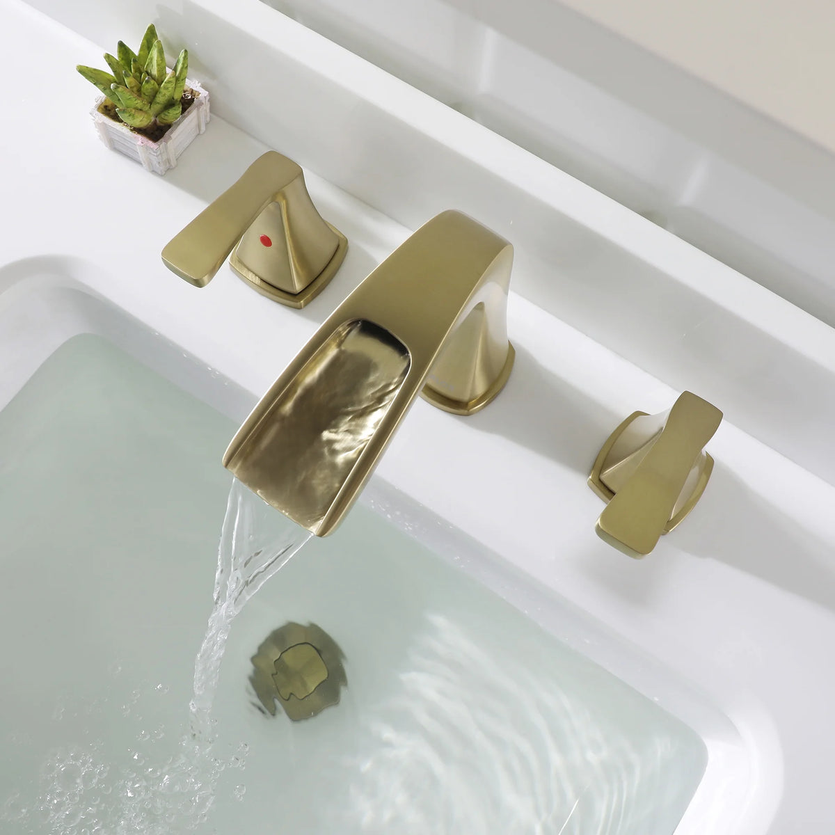 PARLOS Waterfall Widespread Two Handles Bathroom Sink Faucet , Polished Chrome