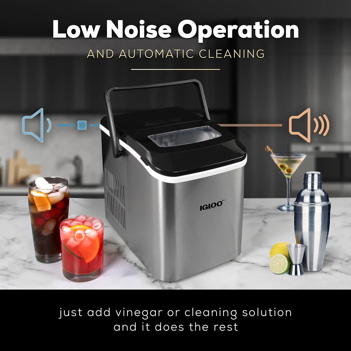 Igloo Handled Automatic Ice Machine Self Cleaning Countertop Ice Maker with Scoop, Aqua