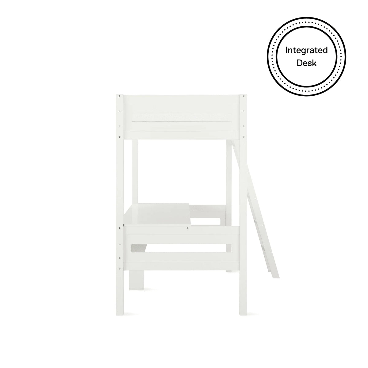 Teen Novogratz Lennon Twin Size Loft Bed with Desk, White