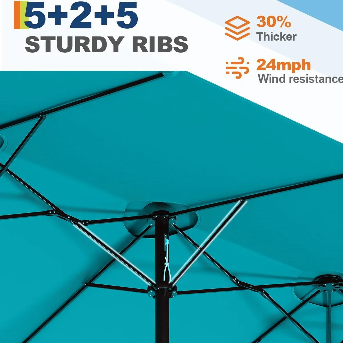 WildBreak Triple Size Large Patio Umbrella, with Crank Handle, Double-Sided, 13' x 6.5', Beige