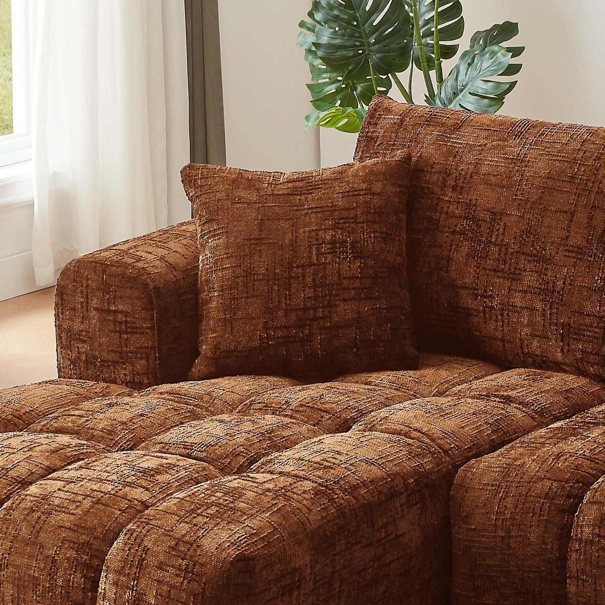 Lovableguy L-Shape Oversized Sectional Sofa,Chenille Modular Cloud Couch Sectional with Right Chaise Lounge,No Assembly,Upholstered Floor Sofa for Living Room Bedroom,khaki