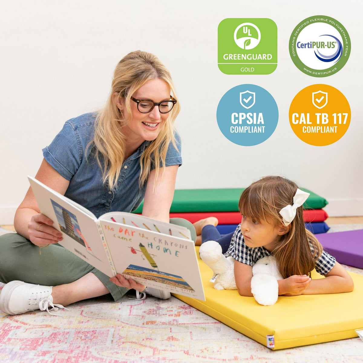 ECR4Kids SoftZone Rainbow Rest Mat. 2in. Assorted. 5-Piece