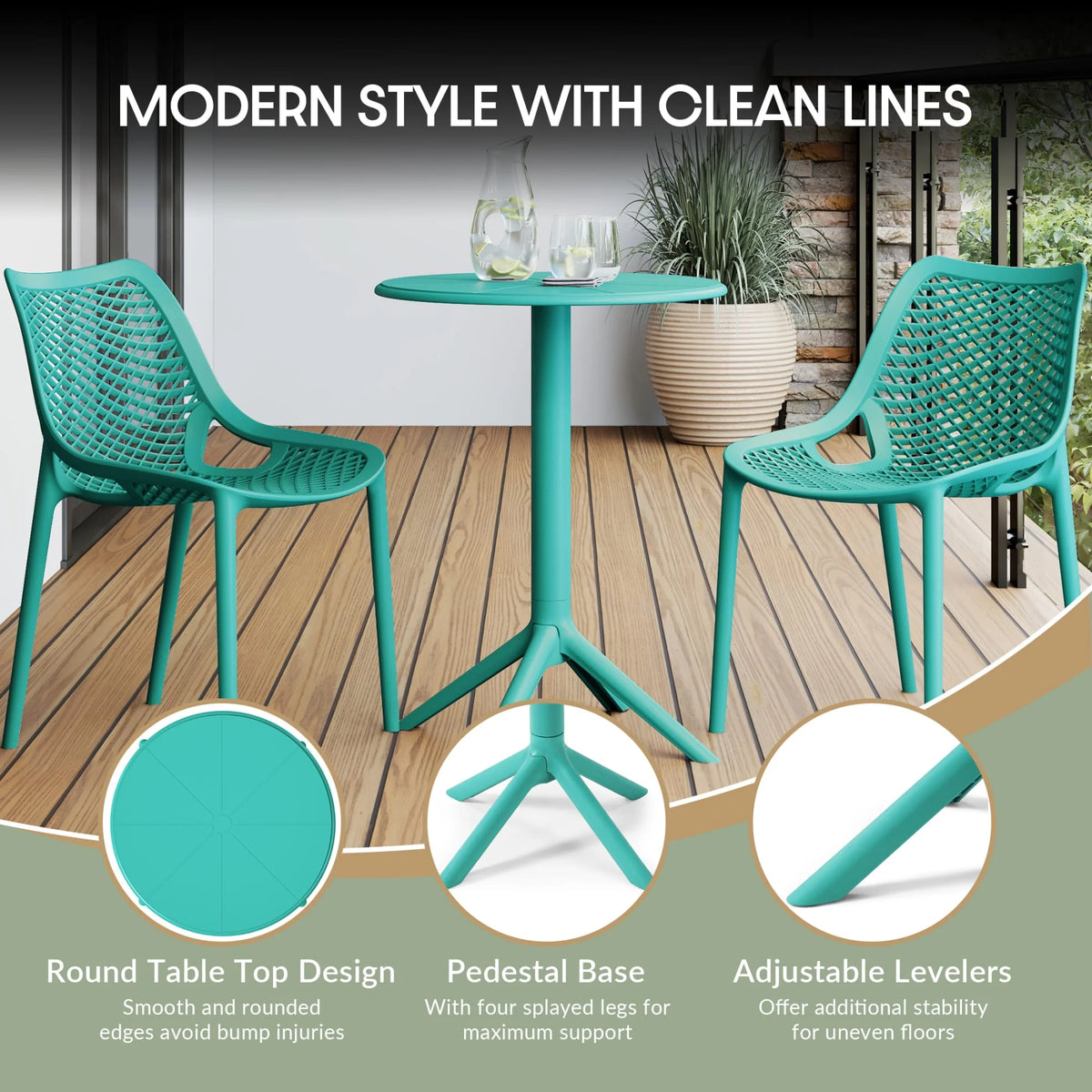 WestinTrends Playa 3-Piece Outdoor Resin Patio Bistro Set with Stackable Patio Dining Chairs, Black