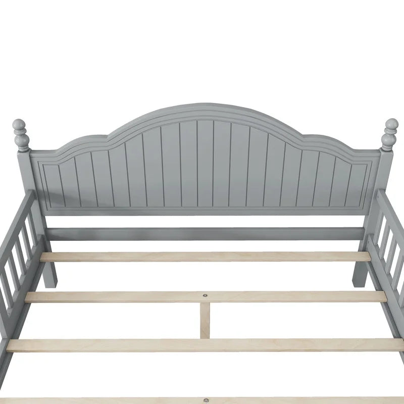Duxelifin Wood Twin Bed Frame with Rails, Twin Size Low Platform Bed with Headboard and Footboard, Low Twin Bed Frame for Girls & Boys, White