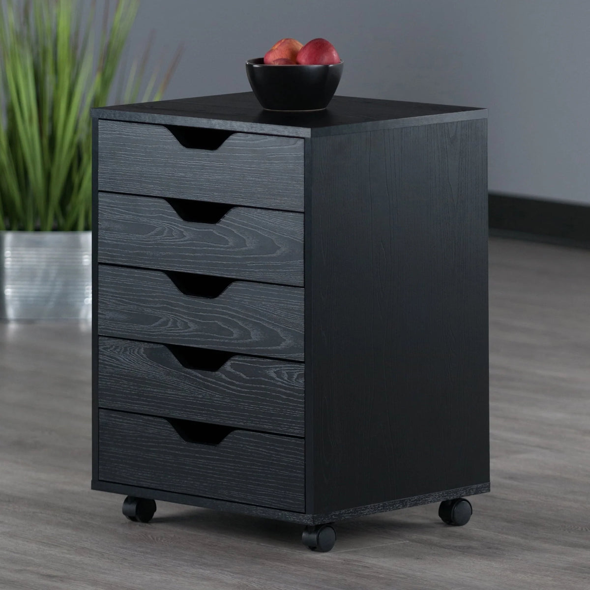 Winsome Wood Halifax 5-Drawer Mobile Cabinet, Black Finish