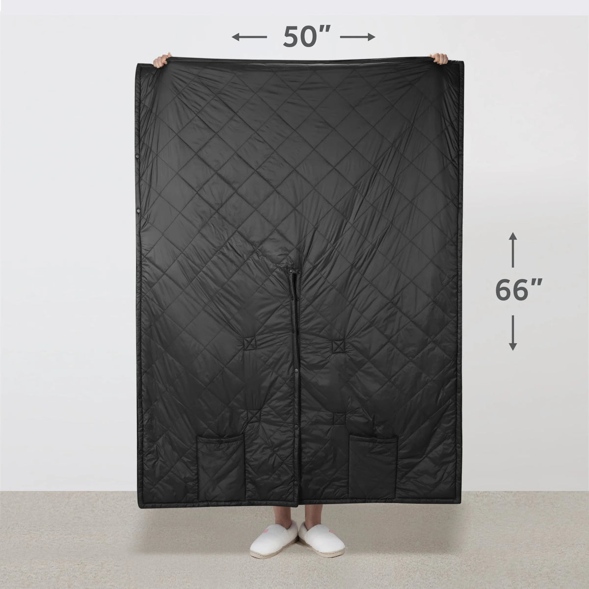 Sunbeam On-the-Go Cordless Heated Throw Blanket with Hood Black Nylon/Microplush 50x66