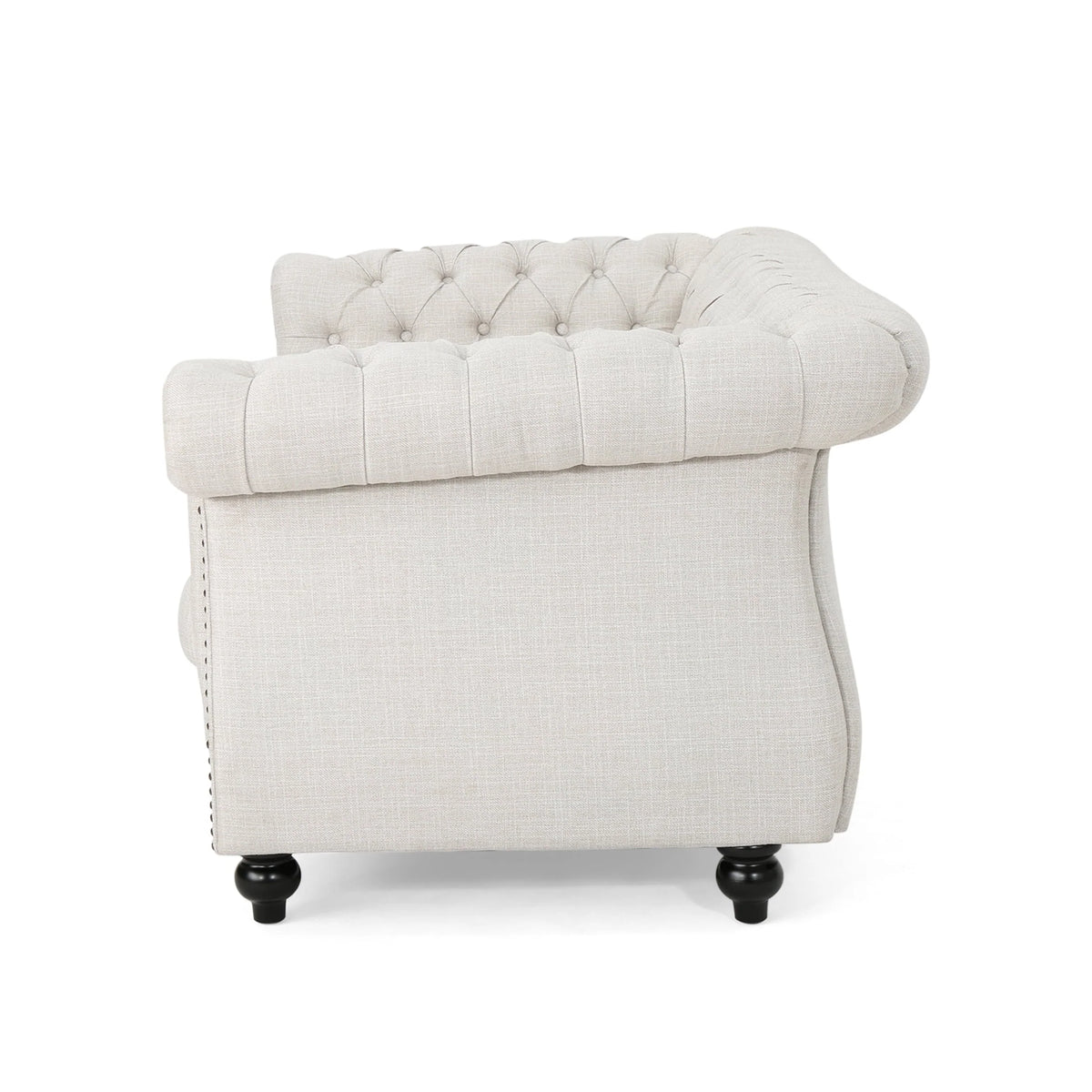 Noble House Ember Interiors Aaniya Fabric Chesterfield Loveseat Sofa, Beige