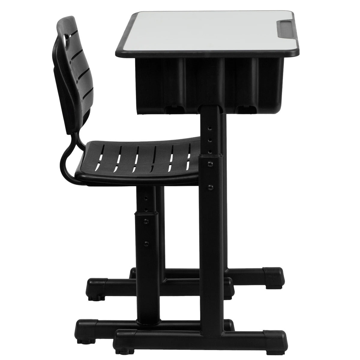 Flash Furniture Adjustable Height Classroom Student Desk with Chair and Book Box, Gray/Black
