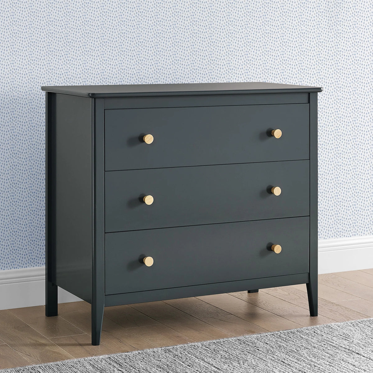 Delta Children Casey 3 Drawer Dresser with Interlocking Drawers, Black Ebony/Natural
