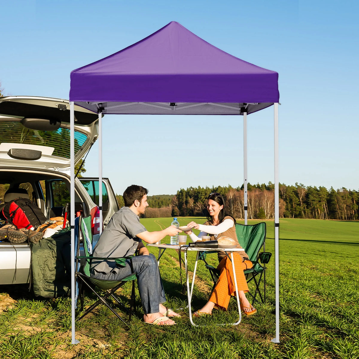 INTER HUT 5x5 Outdoor Pop up Canopy Gazebo, Instant Easy Set up Outdoor Canopy Commercial Fair Shelter, Beige