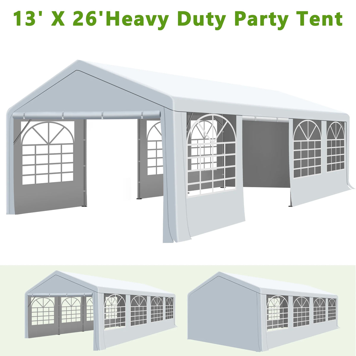 Gartooo 20'x20' Heavy Duty Party Tent, Outdoor Wedding Party Tent with Removable Sidewalls, Outdoor Canopy for Events