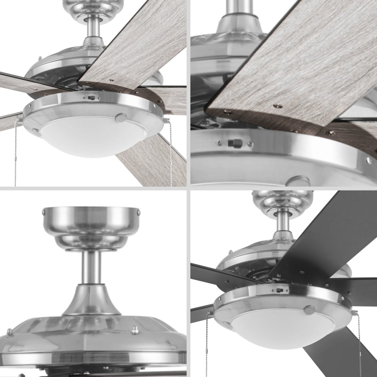 Mainstays 52" Transitional Satin Nickel Indoor Ceiling Fan with Light, Pull Chain Control & Reverse Airflow