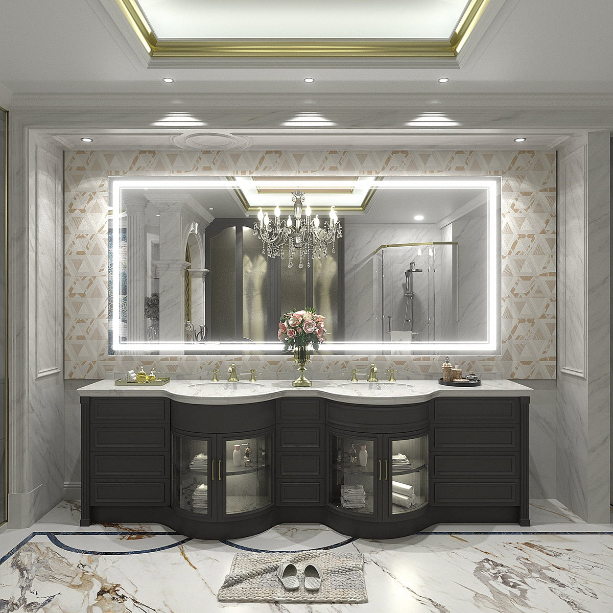 Frameless Frontlit LED Anti-fog Bathroom Vanity Mirror 96x36 inch