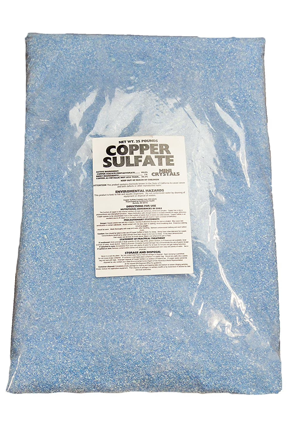 Copper Sulfate Fine Crystals - 25Lb bag