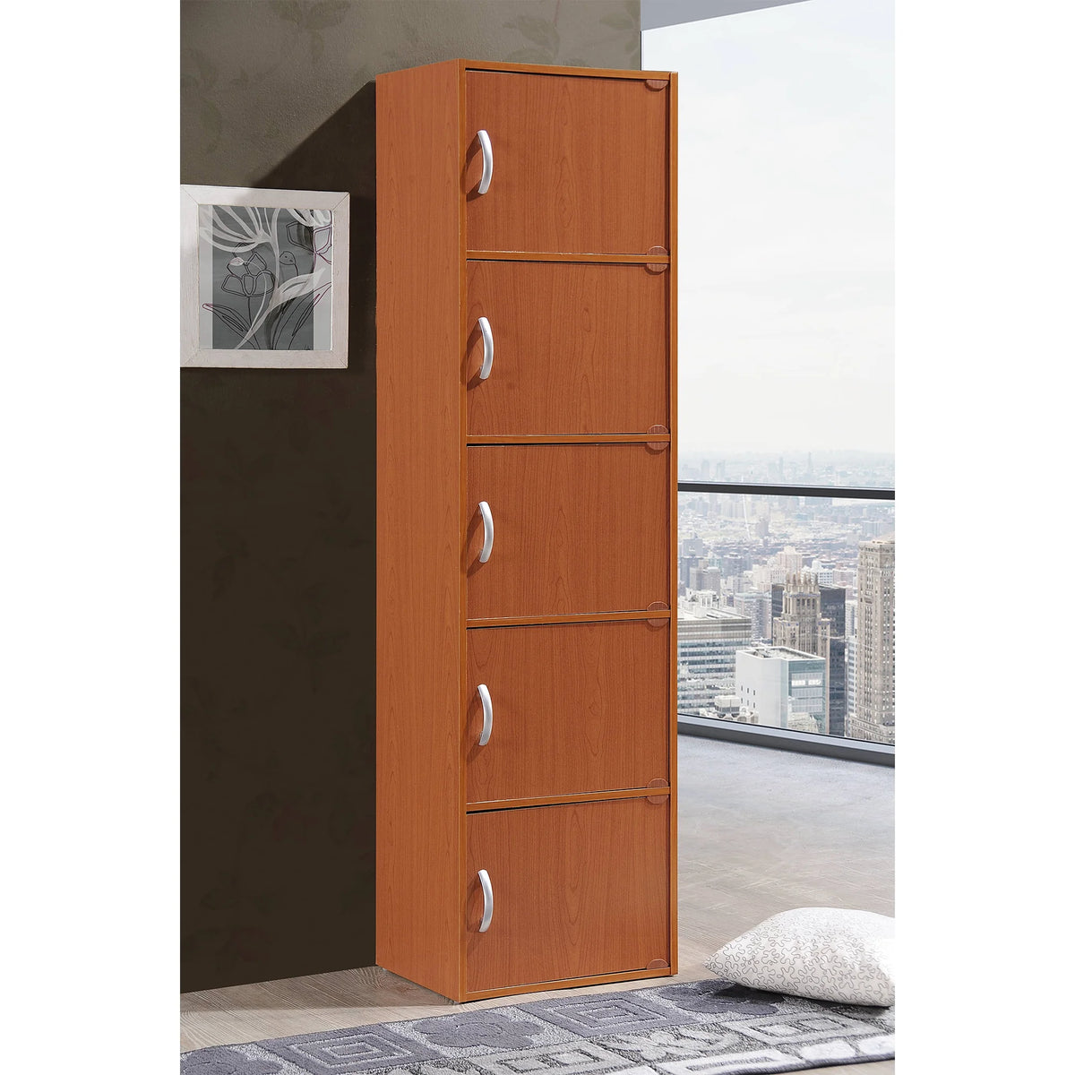 Hodedah 5-Shelf, 5-Door Multipurpose Cabinet, Multiple Colors