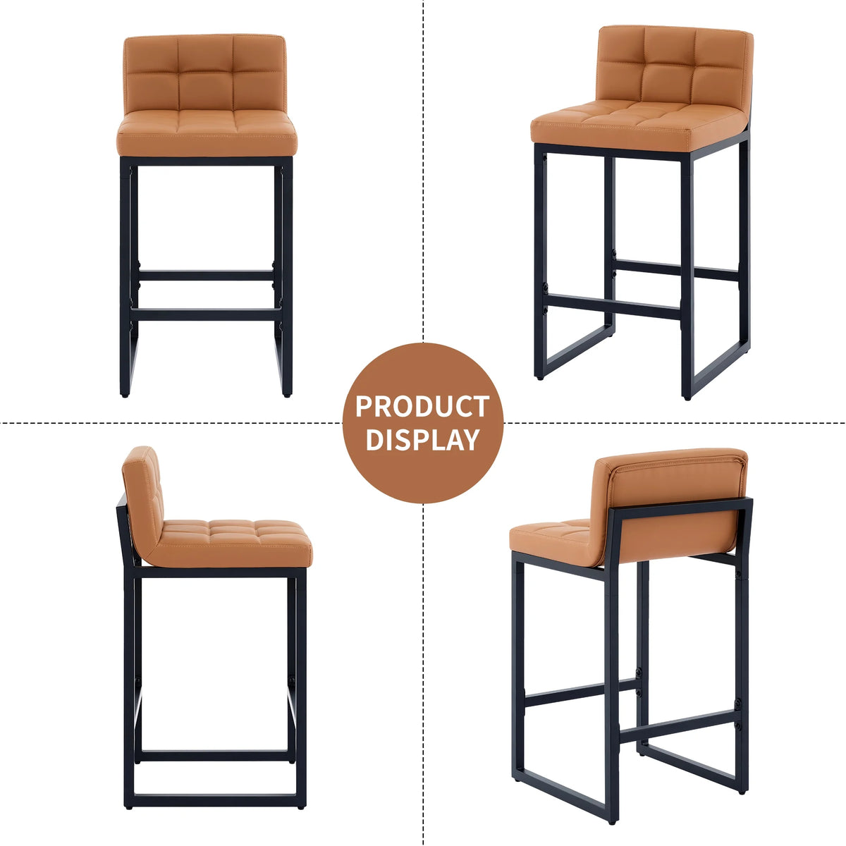 FIRAVOE Bar Stools Set of 3, Counter Height Bar Stools (Low Back)(Thickened Frame) 26" PU Leather Barstools Bar Chairs for Kitchen Island, Black