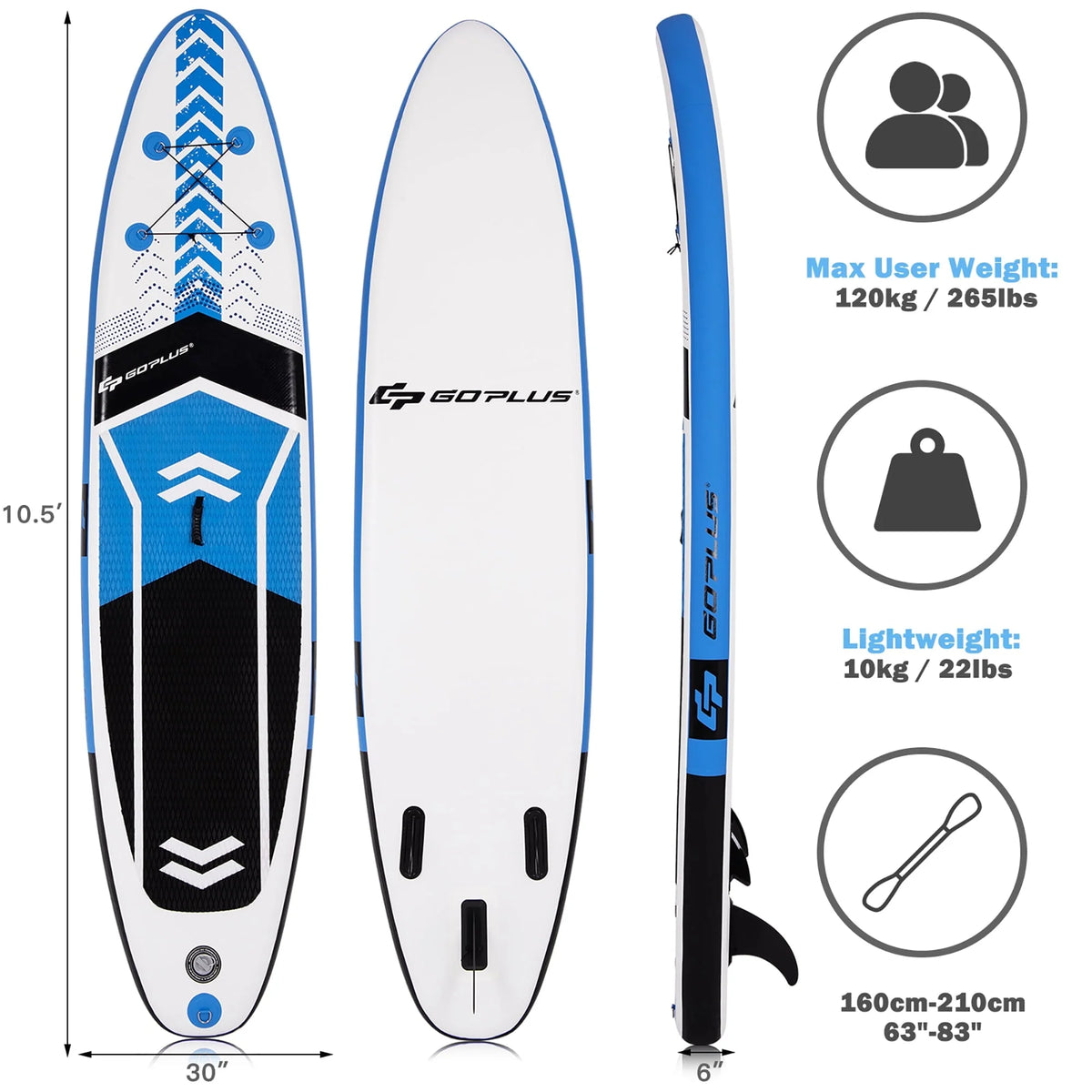 Goplus 10'5'' Inflatable Stand Up Paddle Board SUP with Carrying Bag Aluminum Paddle