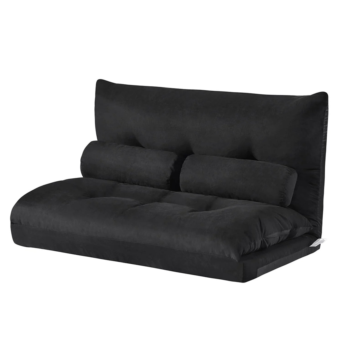 Folding Floor Sofa Bed with 5-Position Adjustable Recliner Lazy Sofa Video Gaming Sofa,Lounge Sofa with Two Pillows, Black
