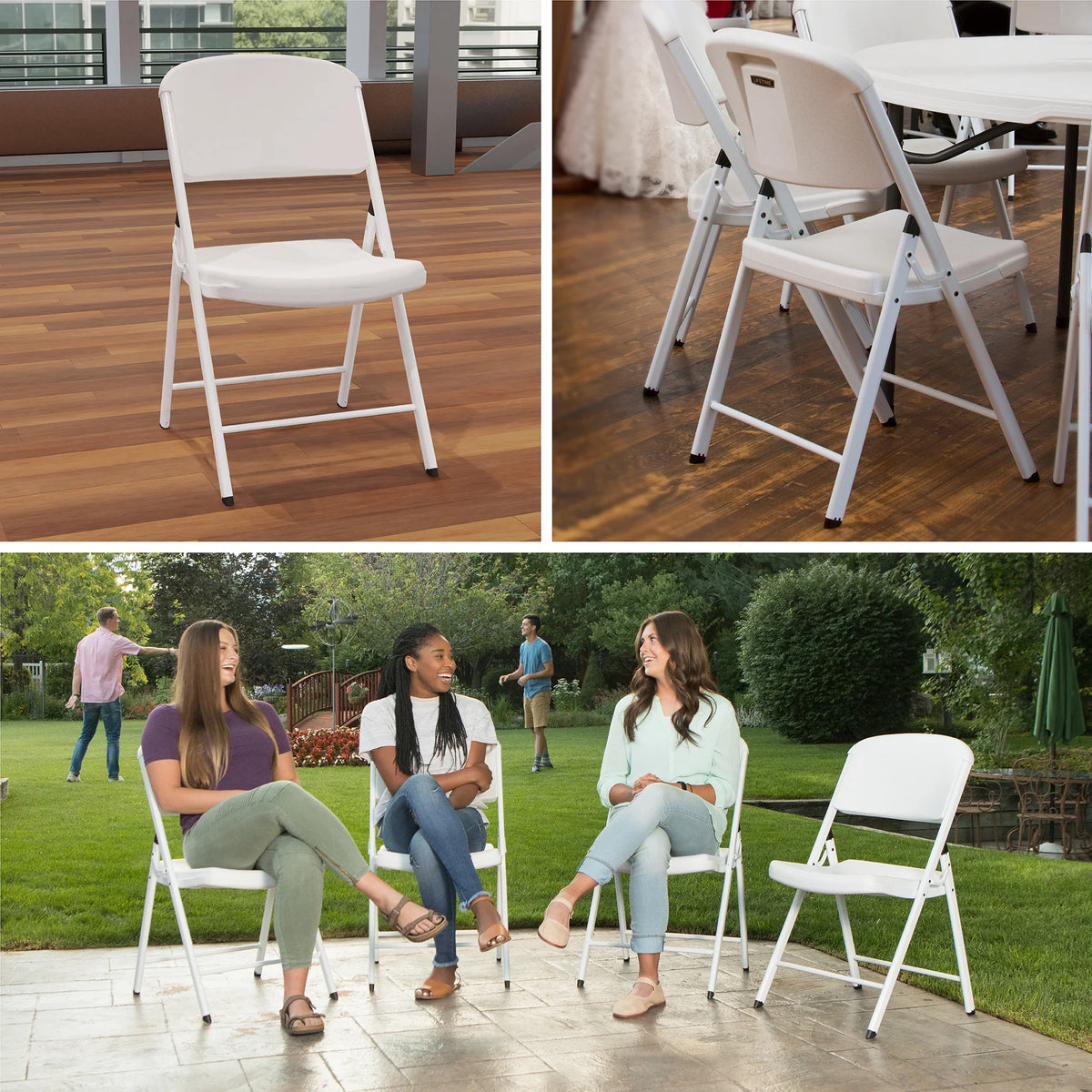 Lifetime Folding Chair, Indoor/Outdoor Commercial, White Granite, 4 Pack (42804)